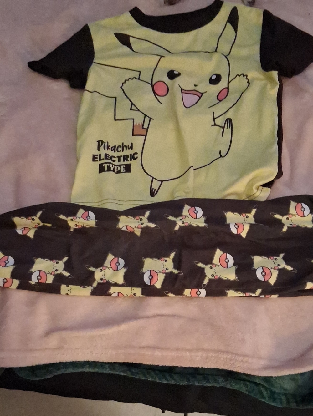 Pikachu Electric-Type Kids Pajama Set - Yellow & Black